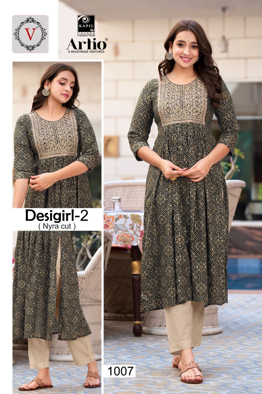 Desi Girl 1-2 Nayra Cut Wholesale Printed Kurtis Catalog